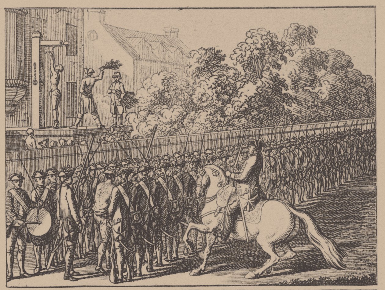 De Gauntlet Doorlopen. Illustratie uit Elementartwerk door J.B. Basedow, 1774 door Daniel Nikolaus Chodowiecki