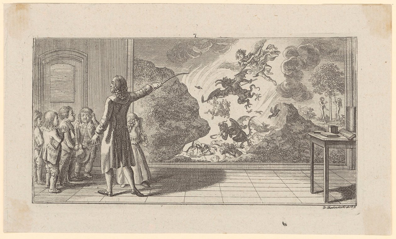 De kamer van de schoolmeester door Daniel Nikolaus Chodowiecki