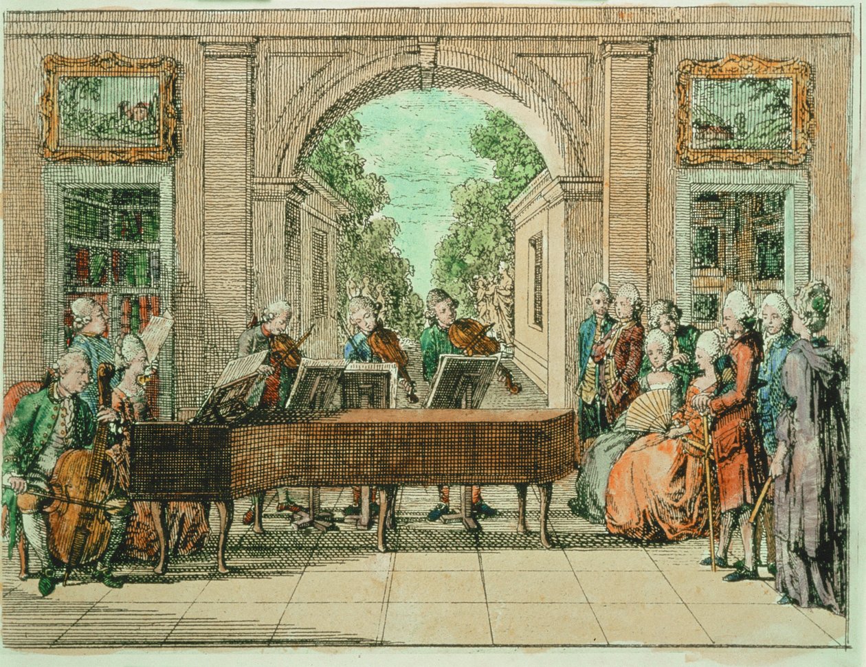 Het concert, gekleurde gravure uit BasedowsElementarwerk ... (gravure) door Daniel Nikolaus Chodowiecki