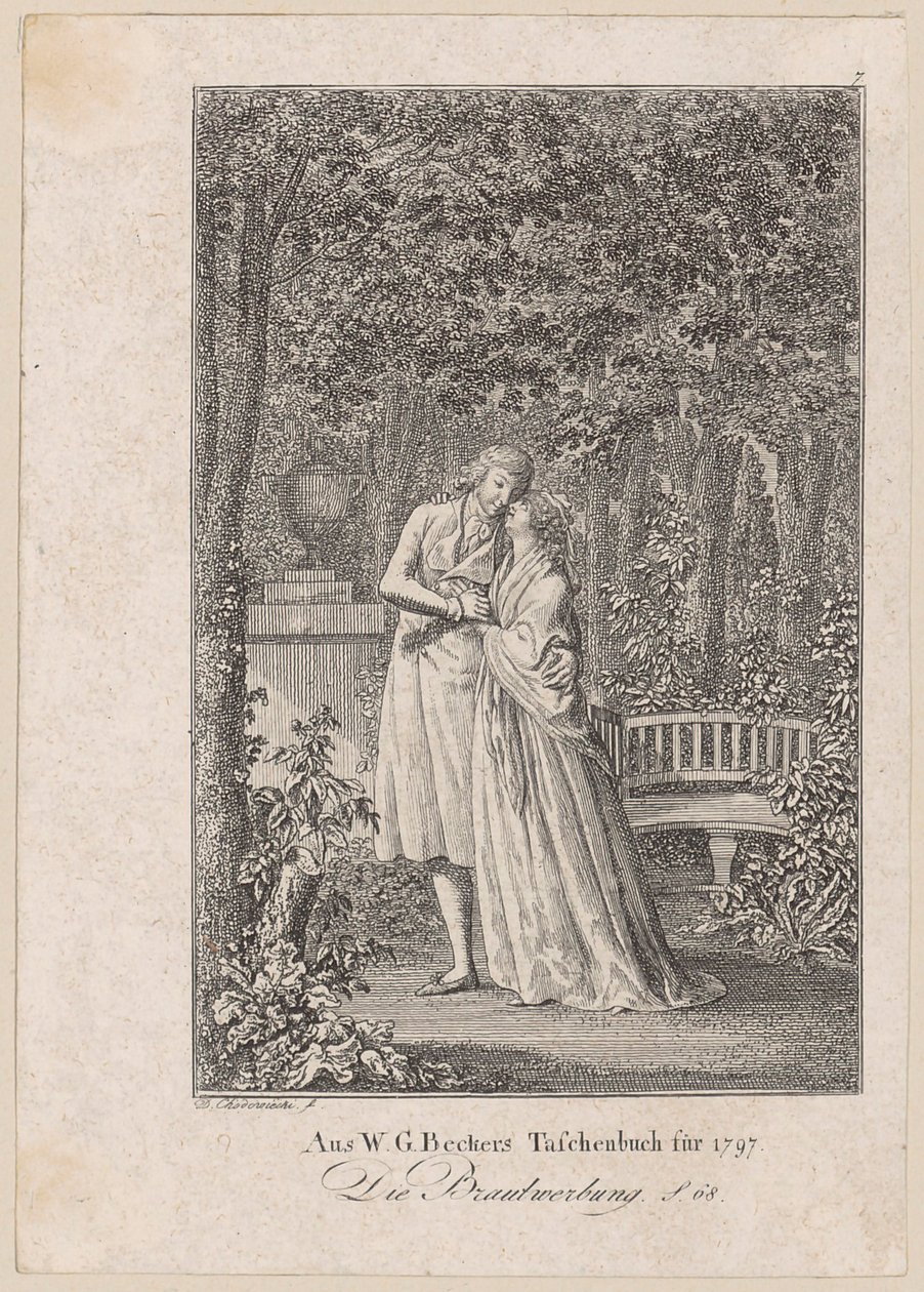 Titelgravure voor "De vrijage" van W. G. Becker door Daniel Nikolaus Chodowiecki