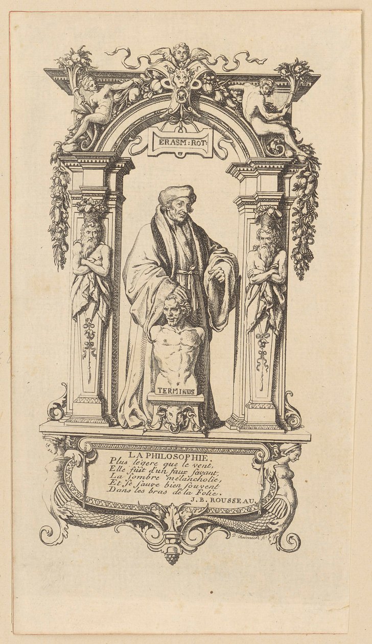 Kopergravure bij Erasmus’ „Lof der dwaasheid“ door Daniel Nikolaus Chodowiecki