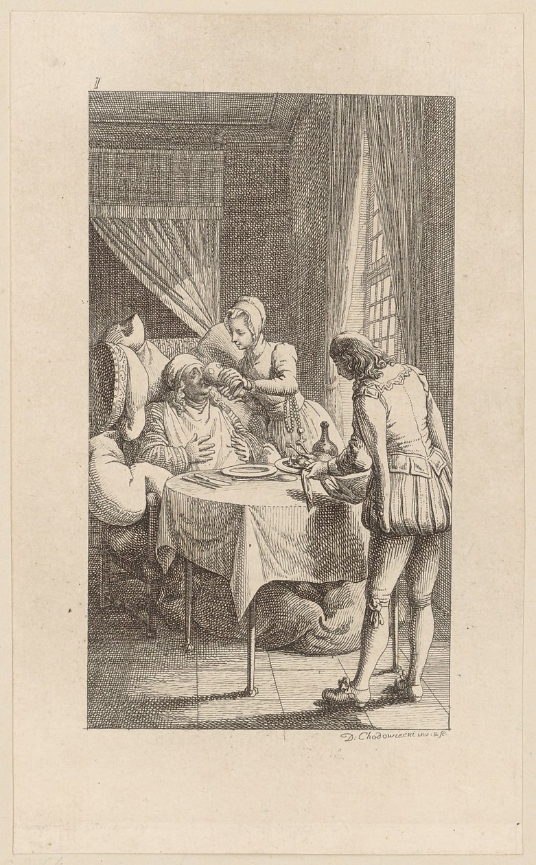 Titelfiguur uit „Gil Blas van Santillana”, deel 1 door Daniel Nikolaus Chodowiecki