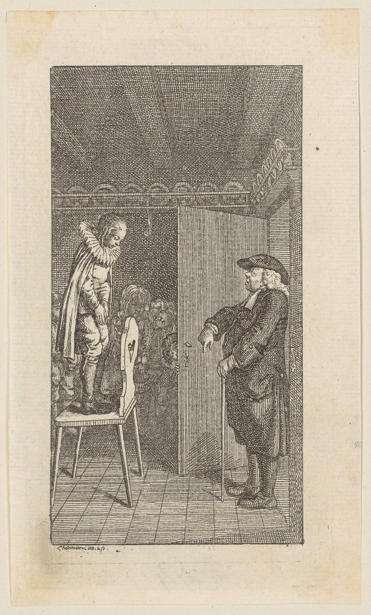 Kopergravure bij „De jeugdjaren van Heinrich Stilling“ door Daniel Nikolaus Chodowiecki