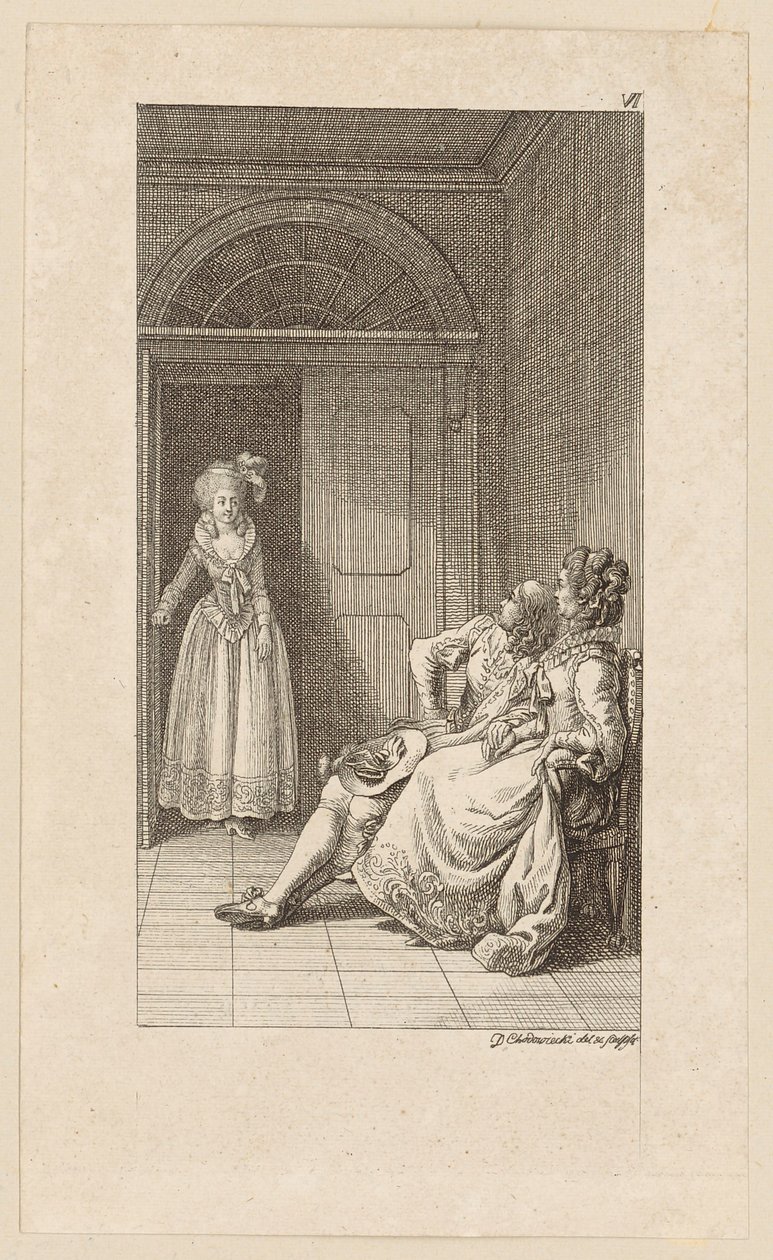 Titelfiguur uit „Gil Blas“ van Le Sage, zesde deel door Daniel Nikolaus Chodowiecki
