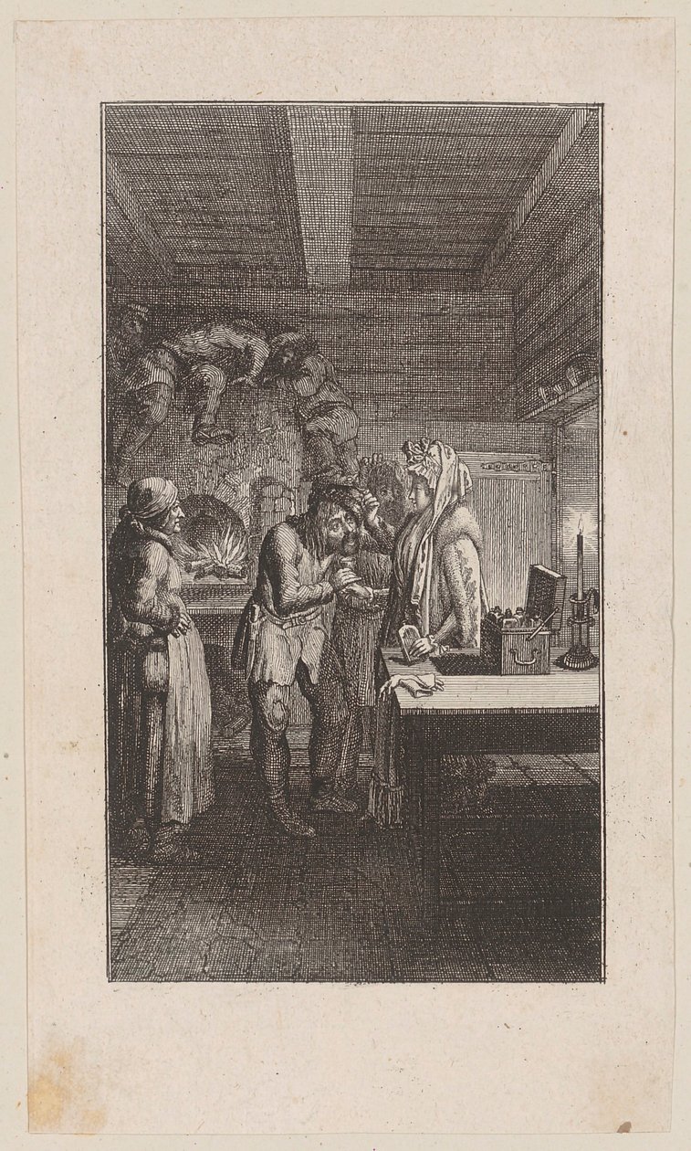 Titelfiguur uit Storchs „Schilderijen van Sint-Petersburg“, eerste deel door Daniel Nikolaus Chodowiecki