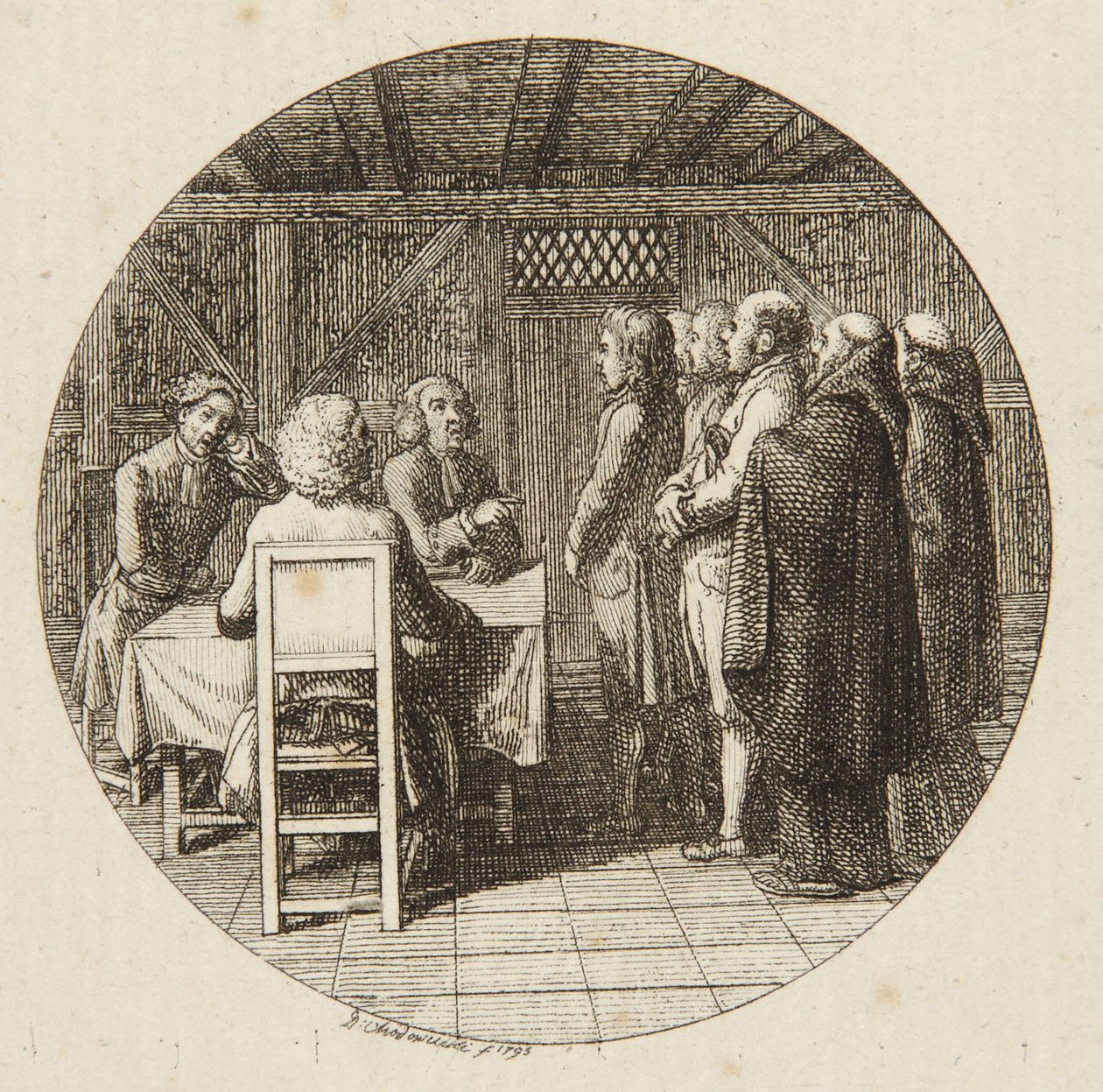 Titelillustratie voor "Martelaren van de waarheid" door Daniel Nikolaus Chodowiecki