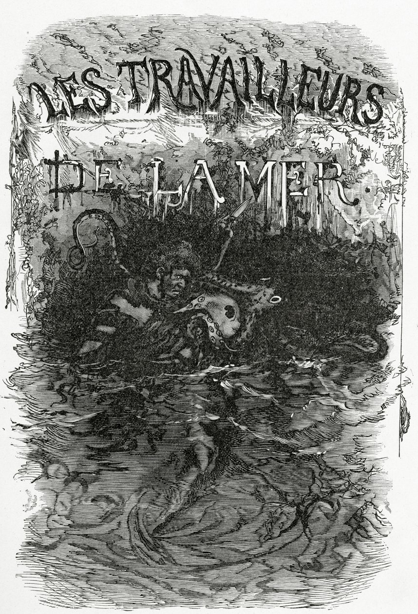 Illustratie voor de roman Les Travailleurs de la Mer, 19e eeuw door Daniel Urrabieta Vierge