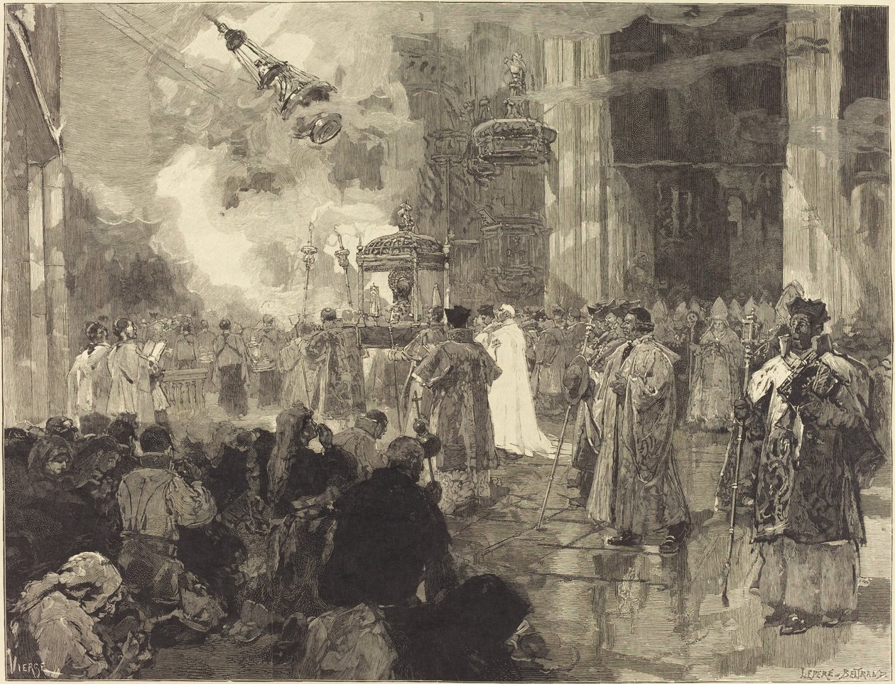 Les Fêtes de Sainte-Jacques de Compostelle: La Procession des Reliques door Daniel Urrabieta Vierge