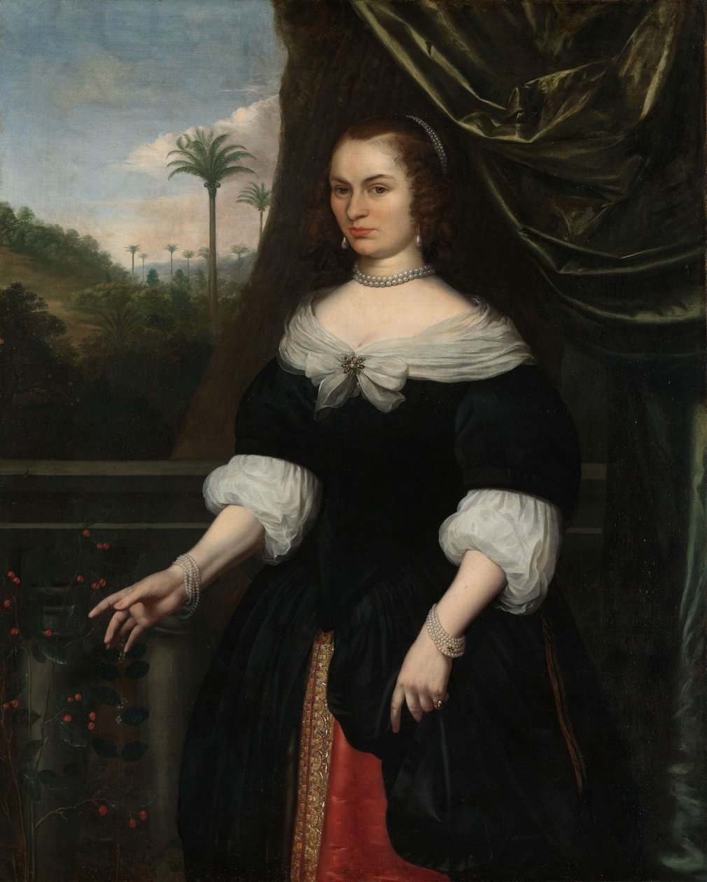 Portret van Dina Lems, echtgenote van Jan Valckenburgh door Daniel Vertangen (signed by artist)