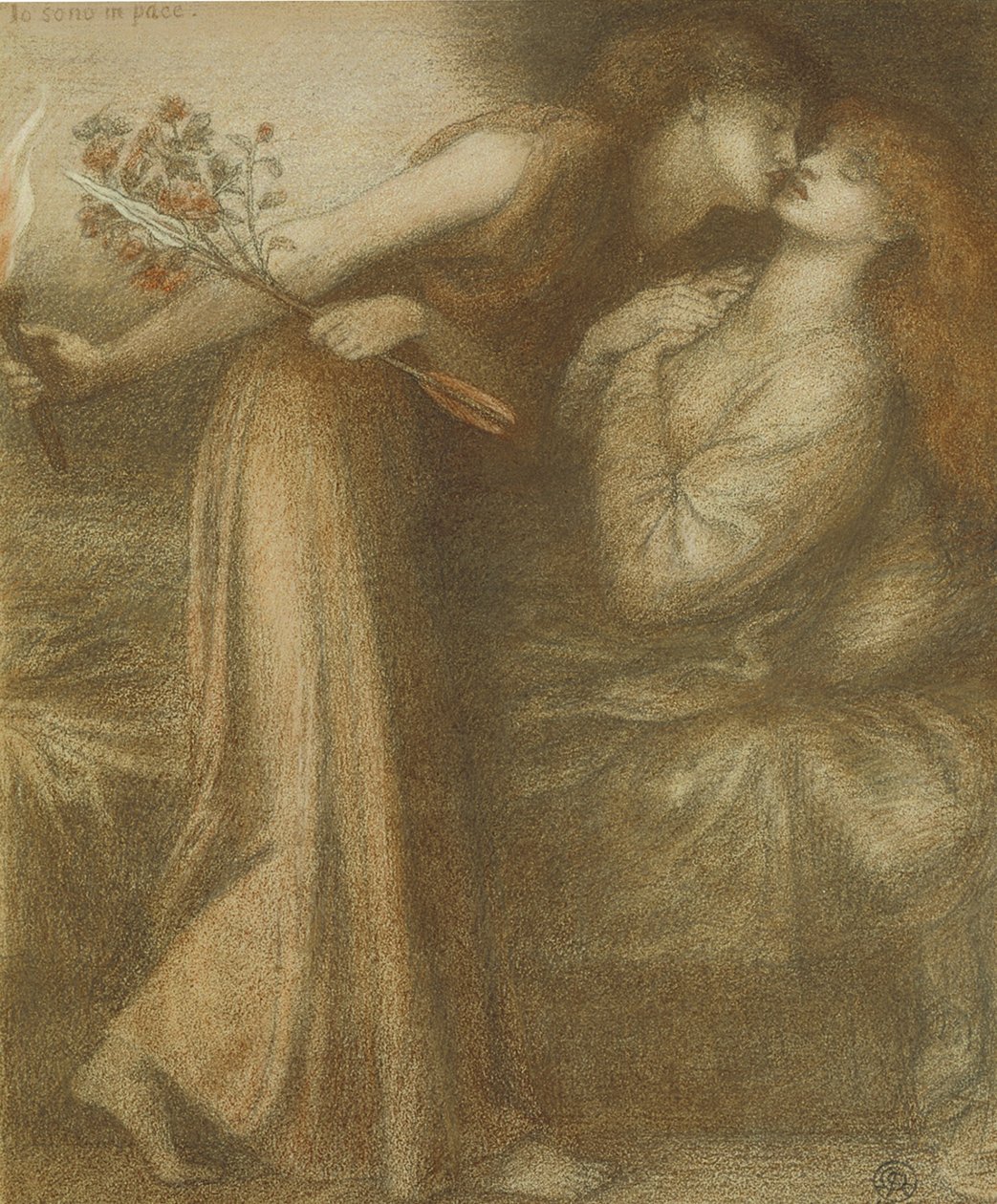 Dantes droom op de dag van de dood van Beatrice Io sono in pace door Dante Gabriel Charles Rossetti