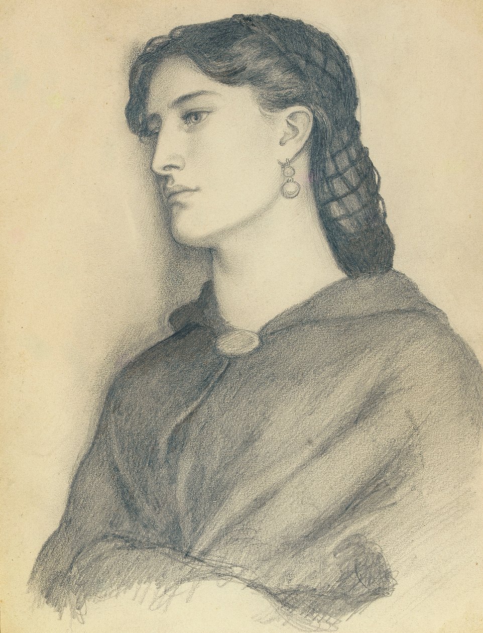 Studie van Aggie Manetti door Dante Gabriel Charles Rossetti