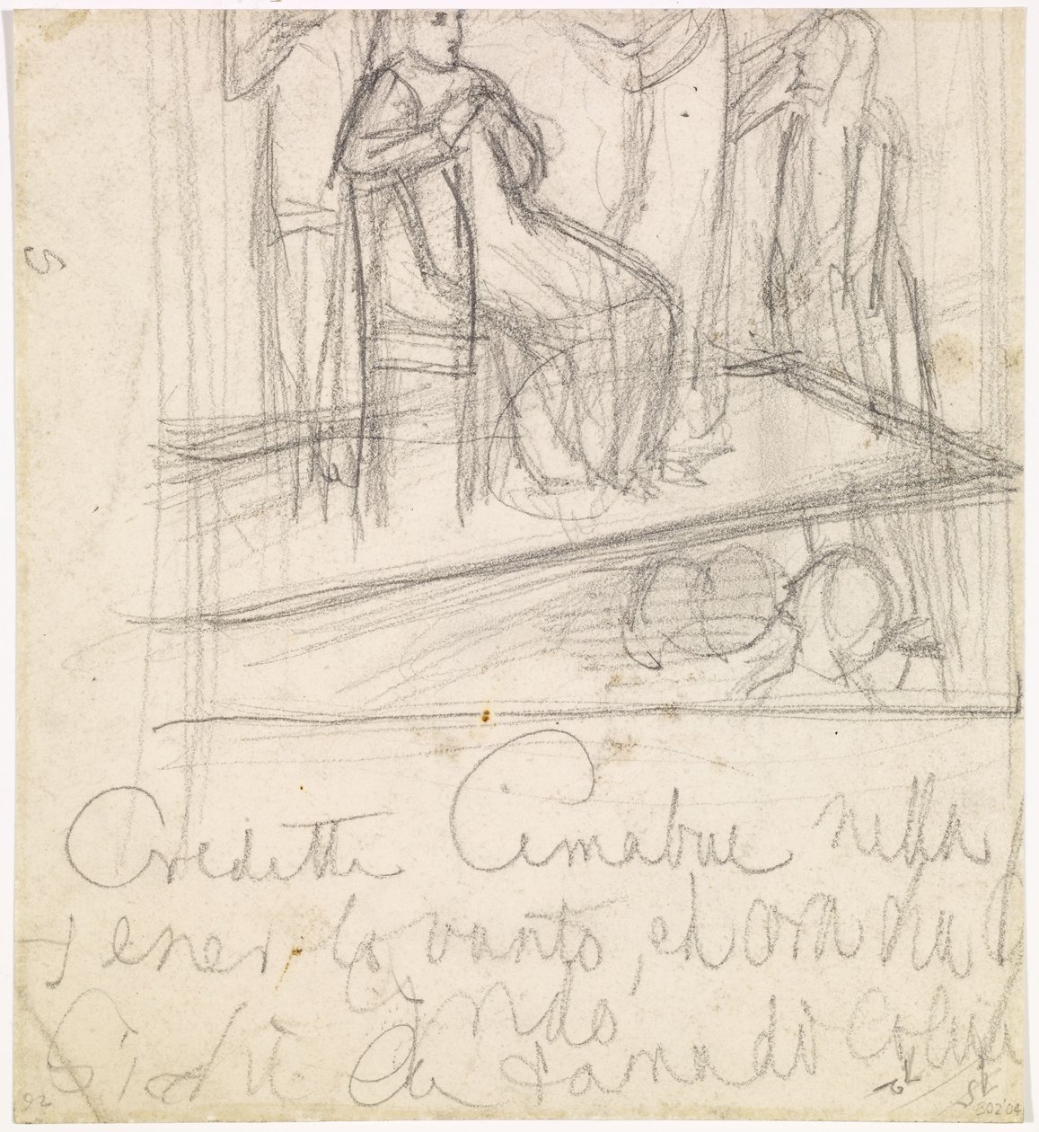 De terugkeer van Tibullus naar Delia - Studie voor de figuur van Delia door Dante Gabriel Charles Rossetti