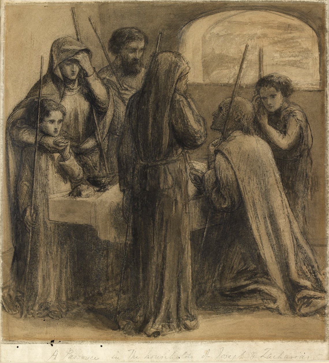 Een Pascha in het Huis van Joseph en Zacharias, ca. 1850s door Dante Gabriel Rossetti