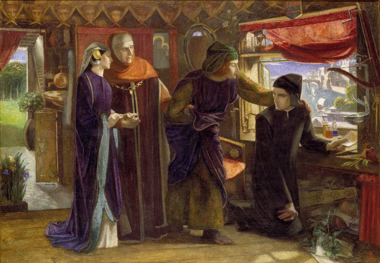 Dante tekent een Engel op de Verjaardag van Beatrice