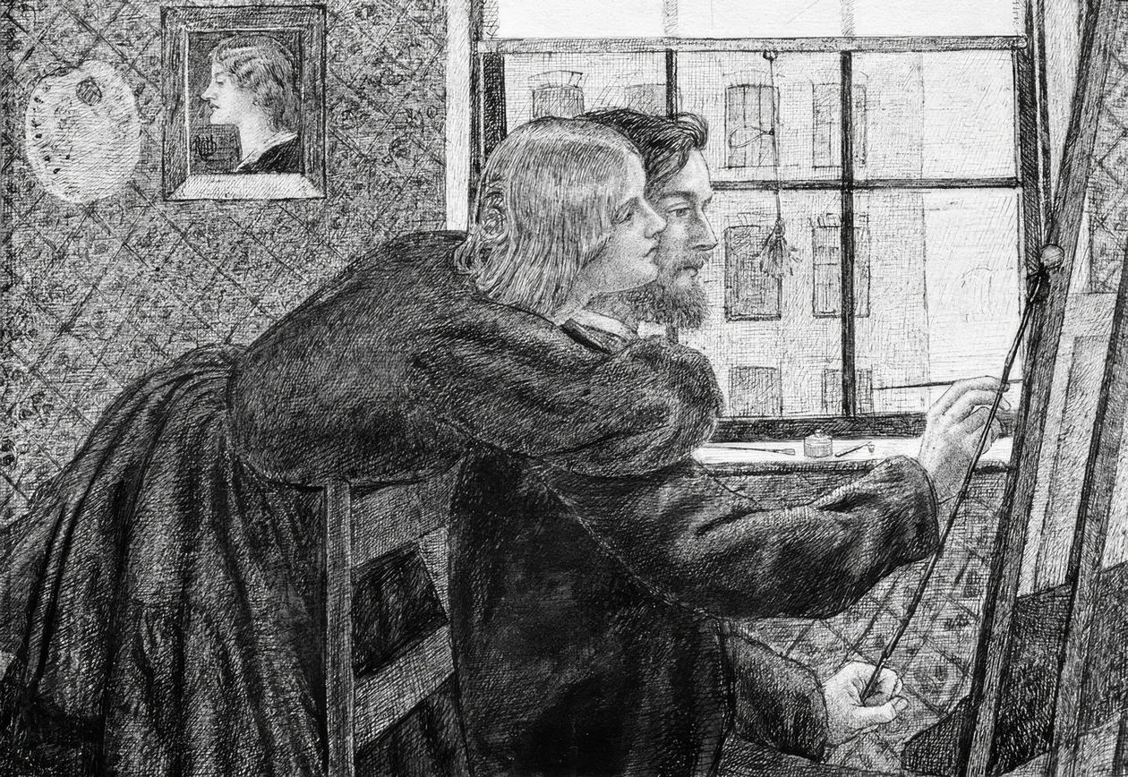 Fanny Cornforth en G.P. Boyce door Dante Gabriel Charles Rossetti