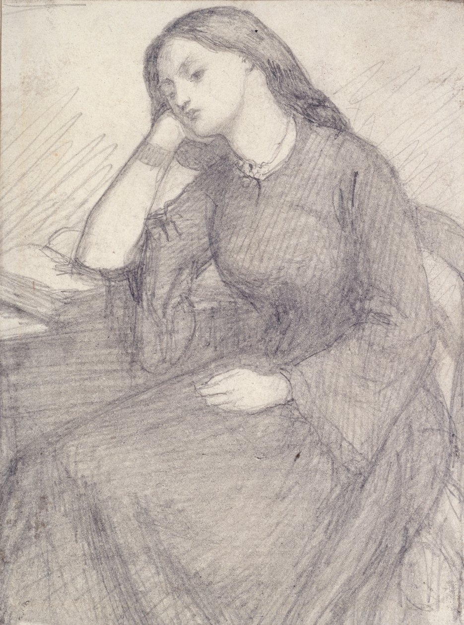 Portret van Elizabeth Siddal, zittend door Dante Gabriel Rossetti