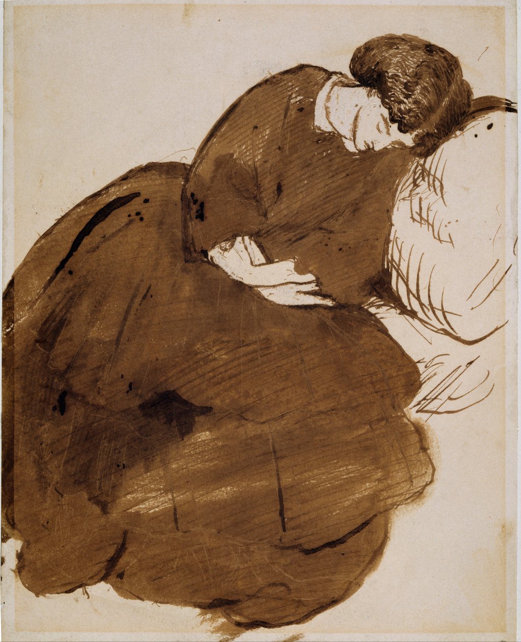 Portret van Jane Morris slapend op een sofa door Dante Gabriel Rossetti
