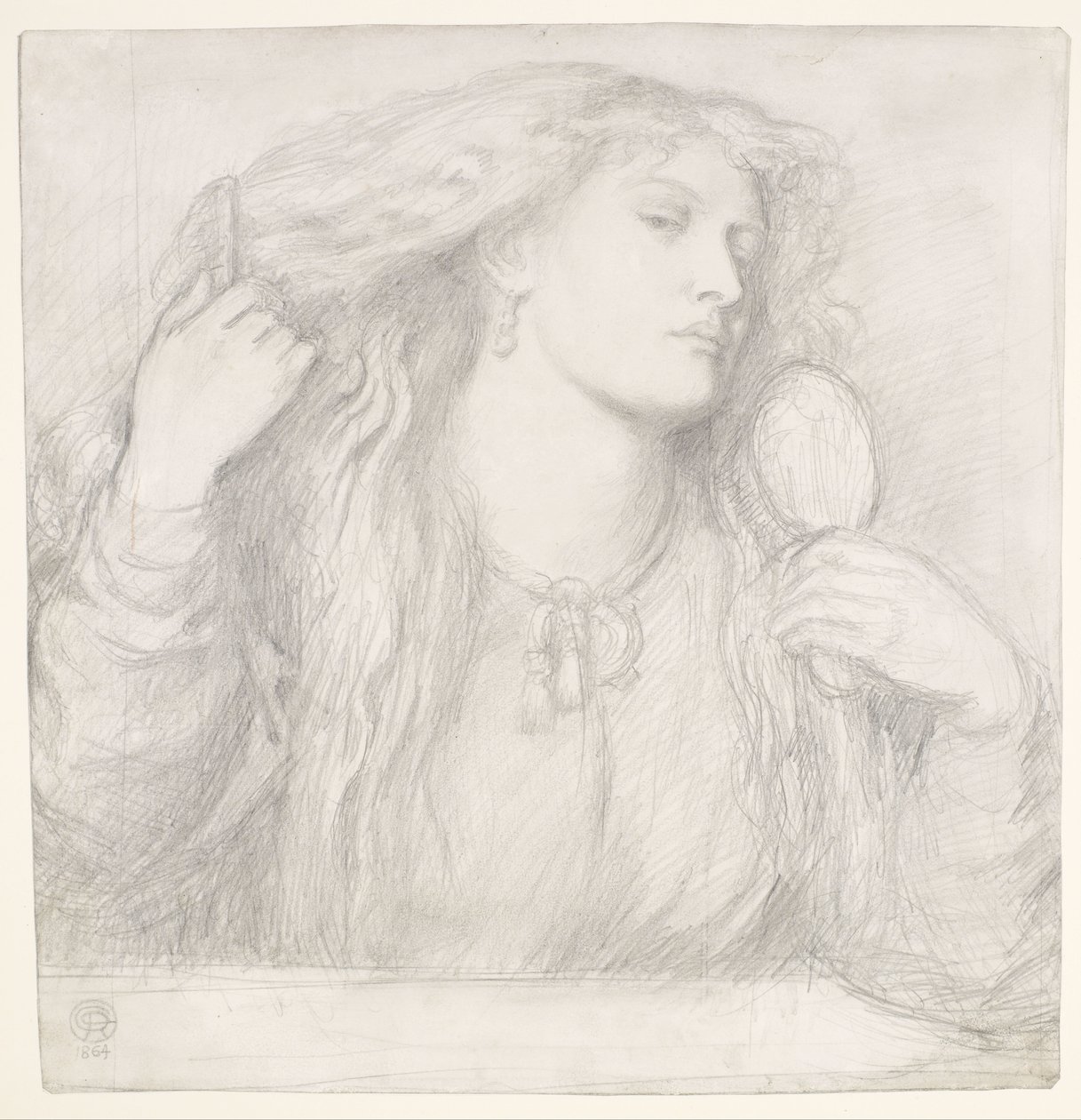 Vrouw kamt haar haar, Fanny Cornforth door Dante Gabriel Rossetti