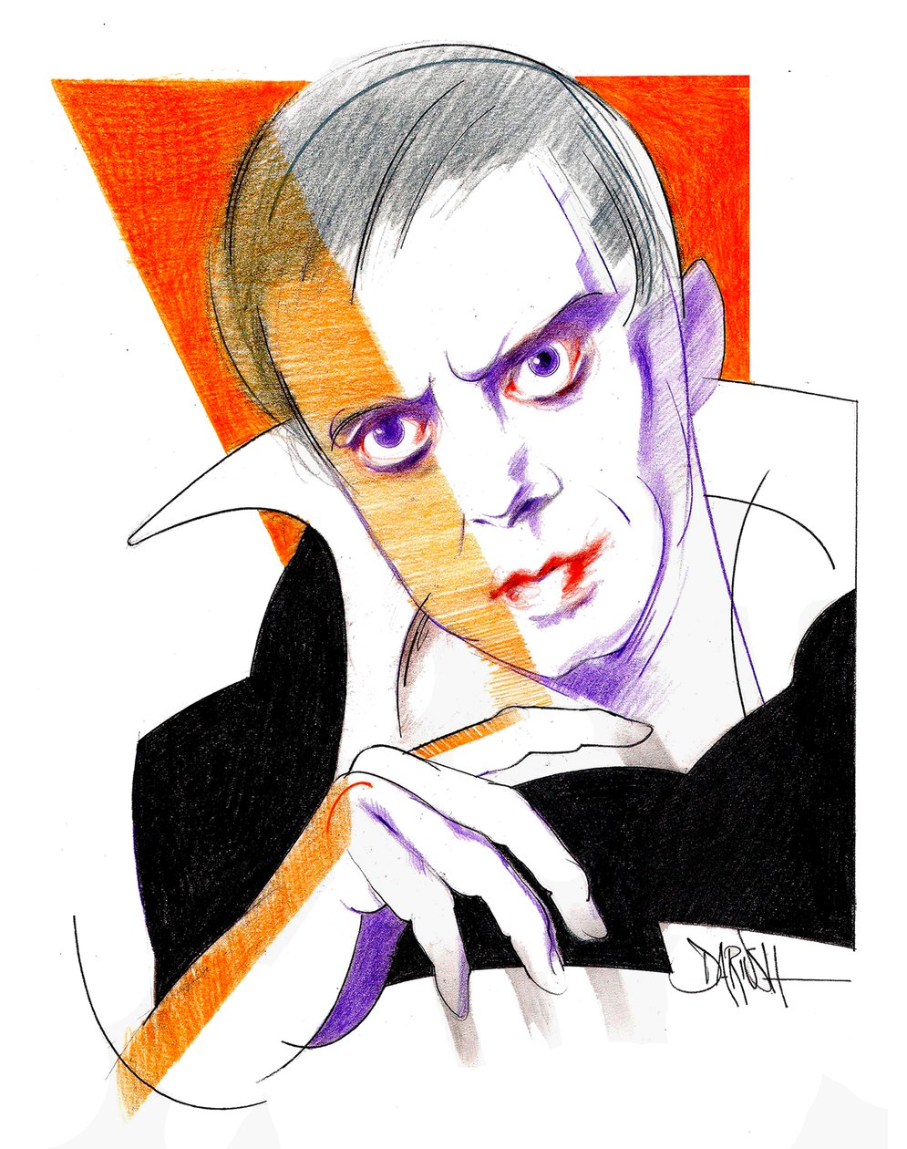 Carmelo Bene (digitale kleurpotloodtekening) door Dariush Radpour