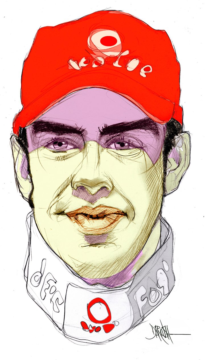 Fernando Alonso Díaz (digitale kleurpotloodtekening) door Dariush Radpour