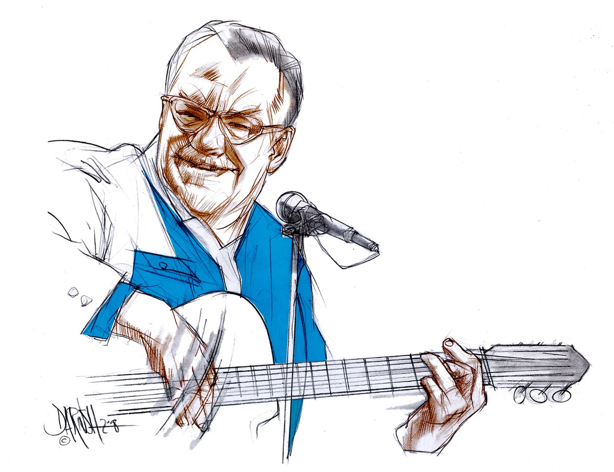 Giorgio Conte, 2008 (digitale kleurpotloodtekening) door Dariush Radpour