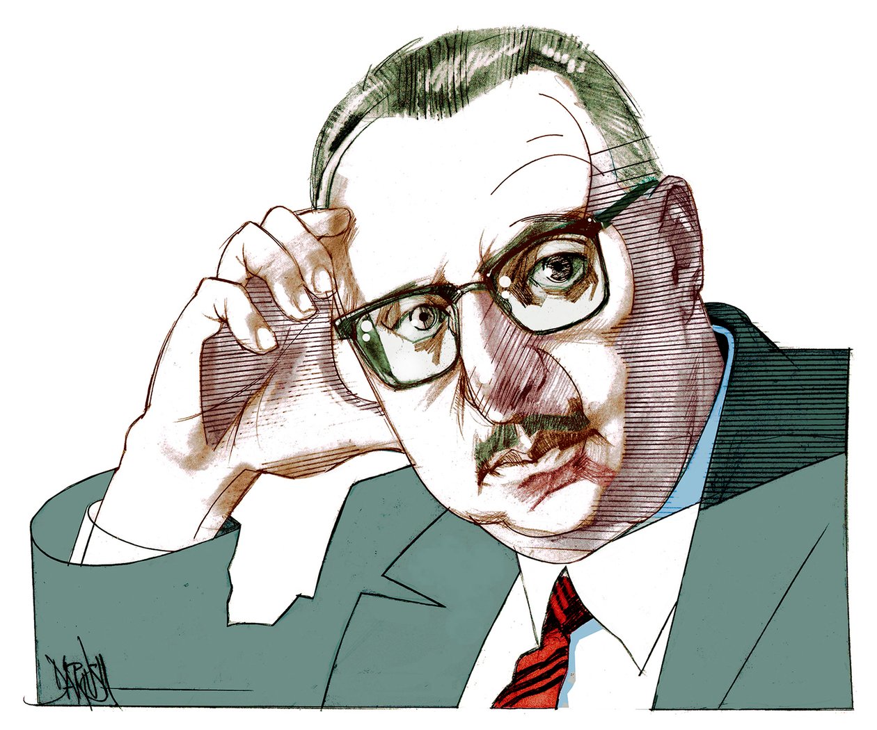 Giorgio Manganelli, 2021 (digitale kleurpotloodtekening) door Dariush Radpour