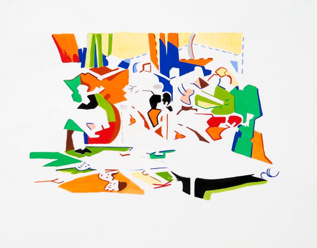 Feest van Pan (Landschap), 2019 (gouache op papier) door Darren Coffield