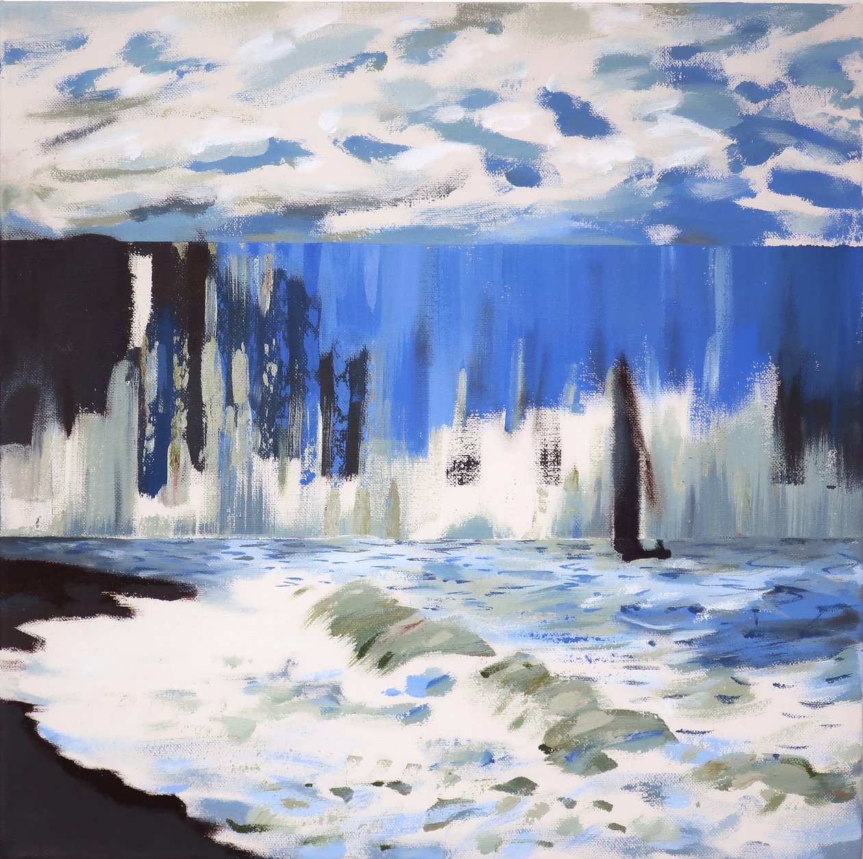 De zee bij Sainte Adresse naar Monet, 2019 (acryl op doek) door Darren Coffield