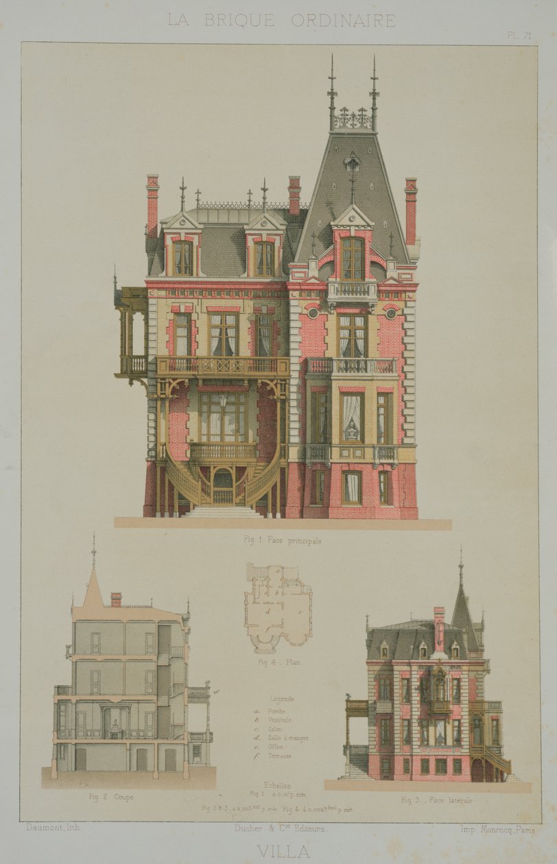 Ontwerp voor een bakstenen villa in Trouville, illustratie uit 