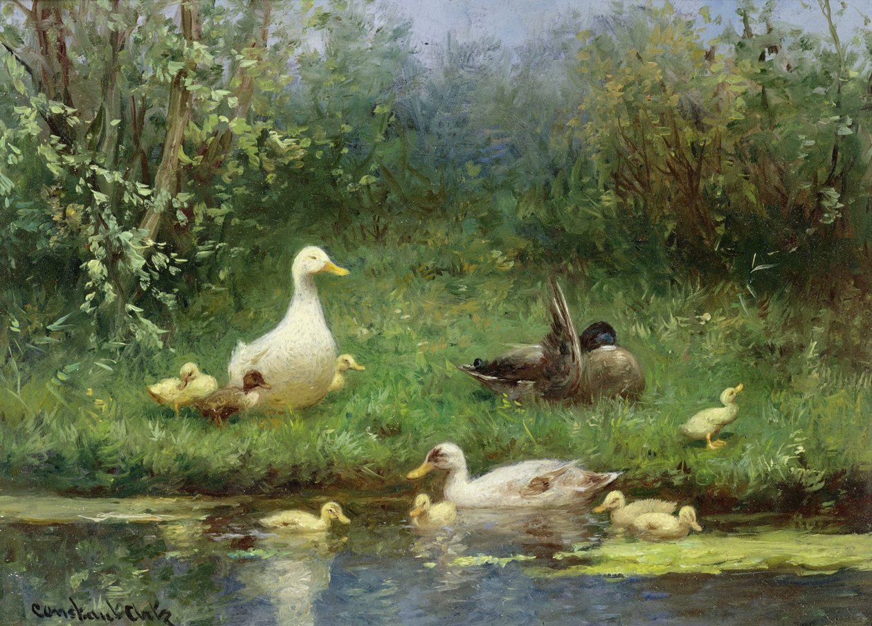 Eenden aan de rivier door David Adolph Constant Artz