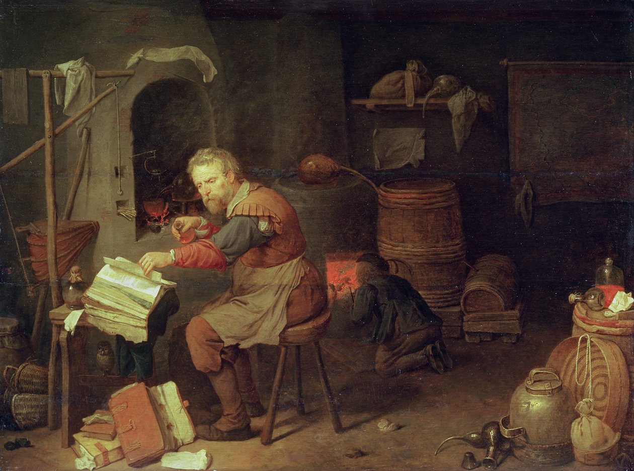 De Werkplaats van de Alchemist door David III Ryckaert