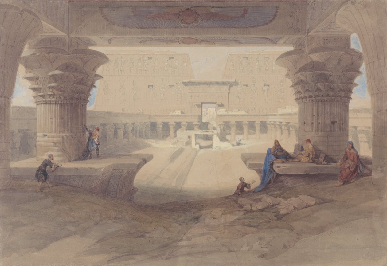 Van onder de Portiek van de Tempel van Edfu, Boven-Egypte door David Roberts
