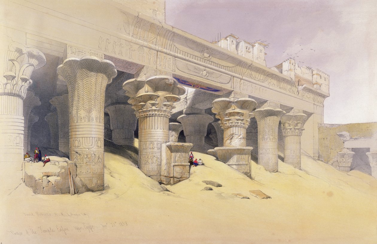 Portiek van de Tempel van Edfu, Opper-Egypte, uit Egypte en Nubië, Vol.1 door David Roberts