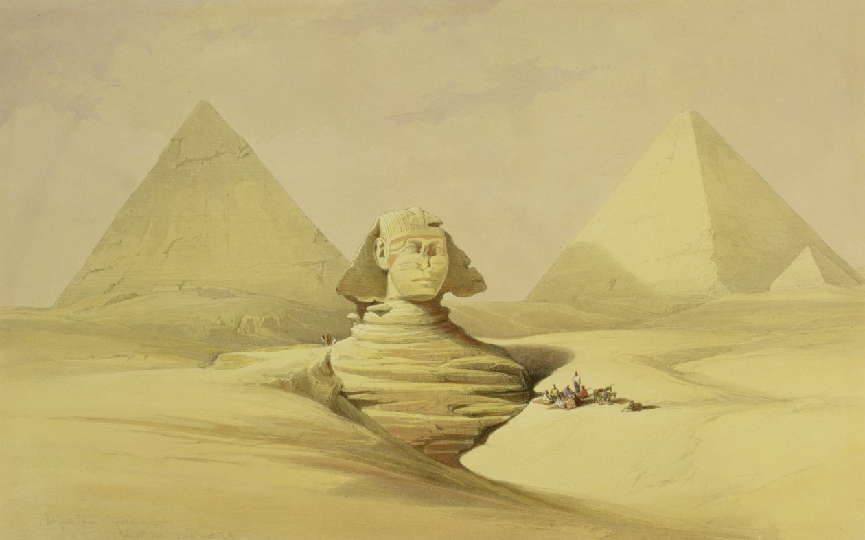De Grote Sfinx en de Piramides van Gizeh, uit Egypte en Nubië, Vol.1 door David Roberts