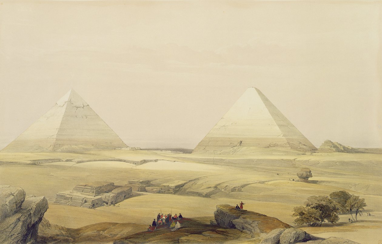 De Piramides van Gizeh, uit Egypte en Nubië, Vol.1 door David Roberts