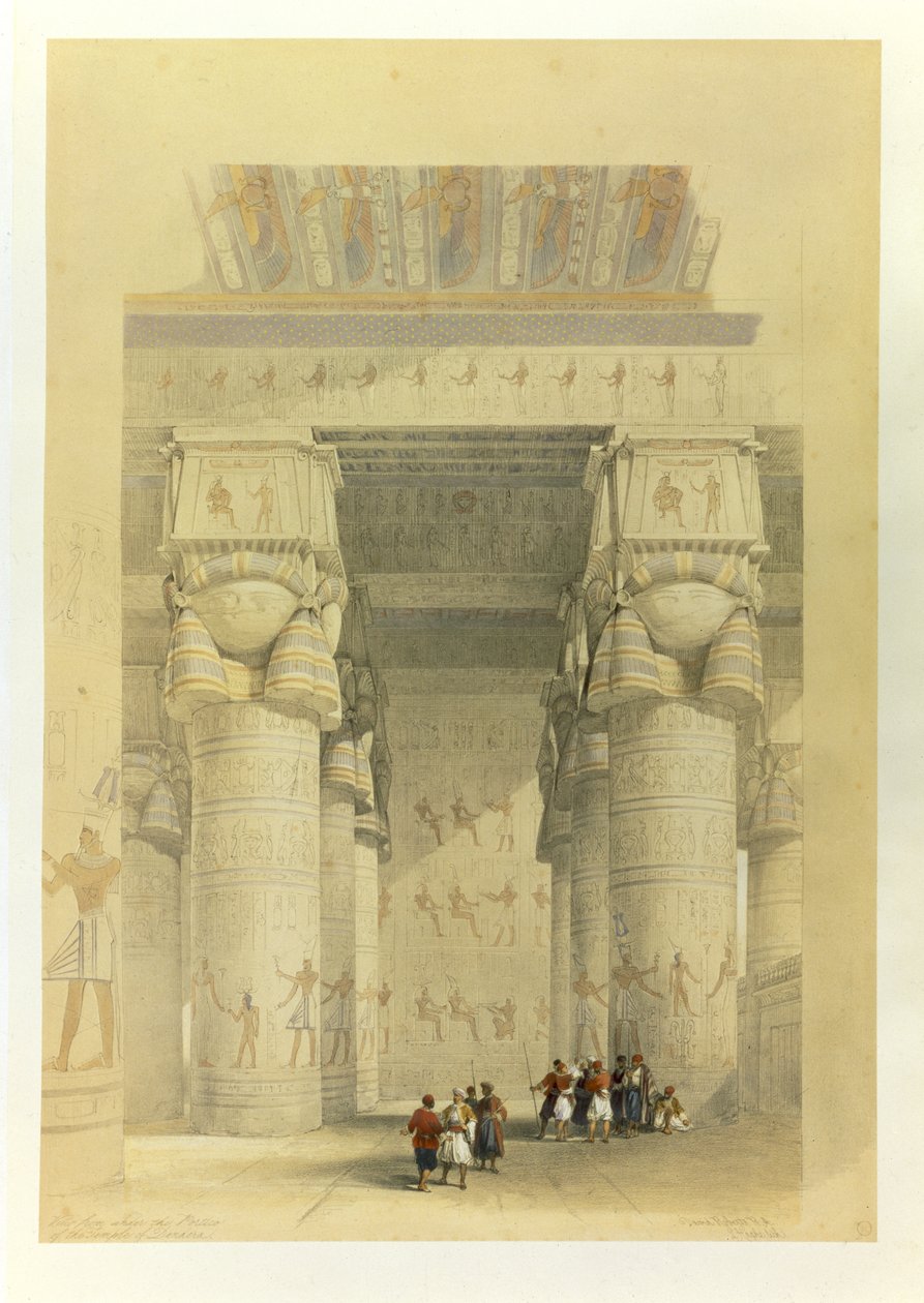 Uitzicht van onder het Portiek van de Tempel in Dendarah, uit Egypte en Nubië, Vol.1 door David Roberts