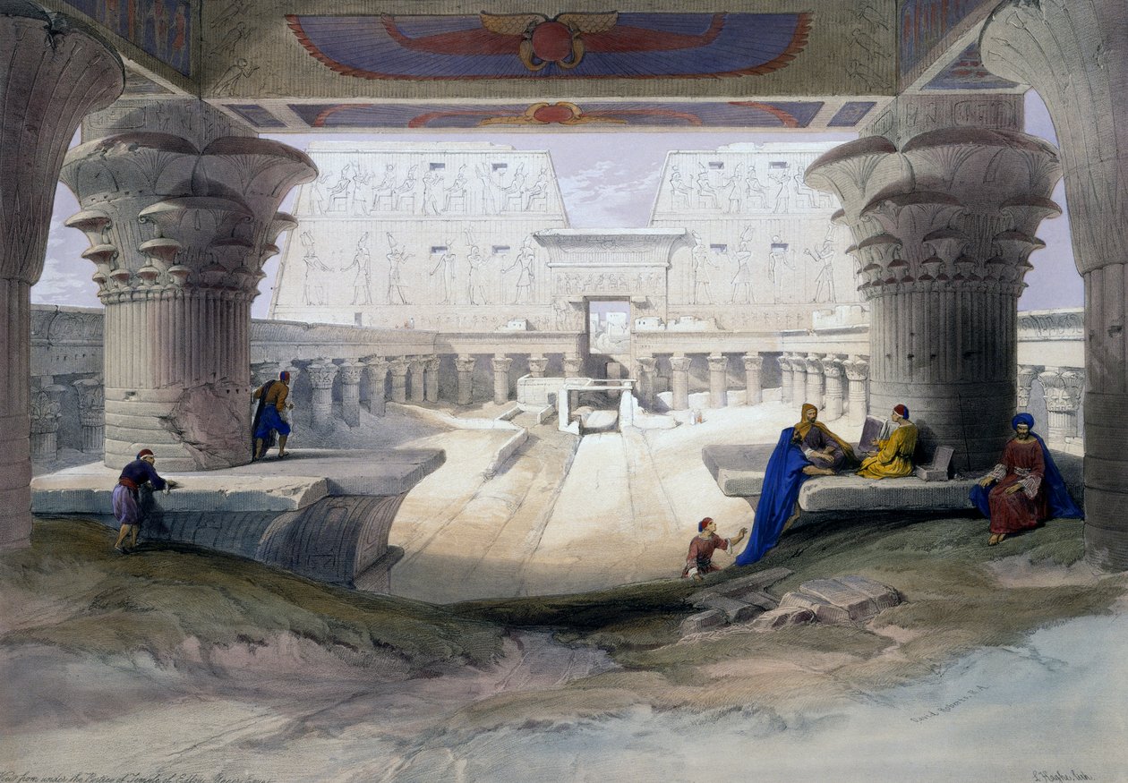 Tempel van Edfu, gravure naar tekening van David Roberts (1796-1864), uit Egypte en Nubië door David (after) Roberts