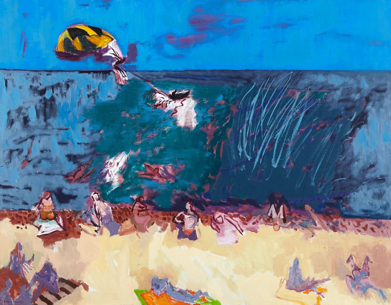Strand met Paraglider door David Alan Redpath Michie