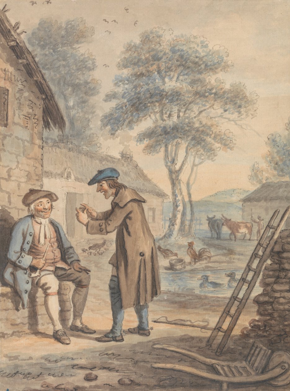 Symon brengt het nieuws aan Glaud: Ontwerp nummer 3 voor The Gentle Shepherd door David Allan