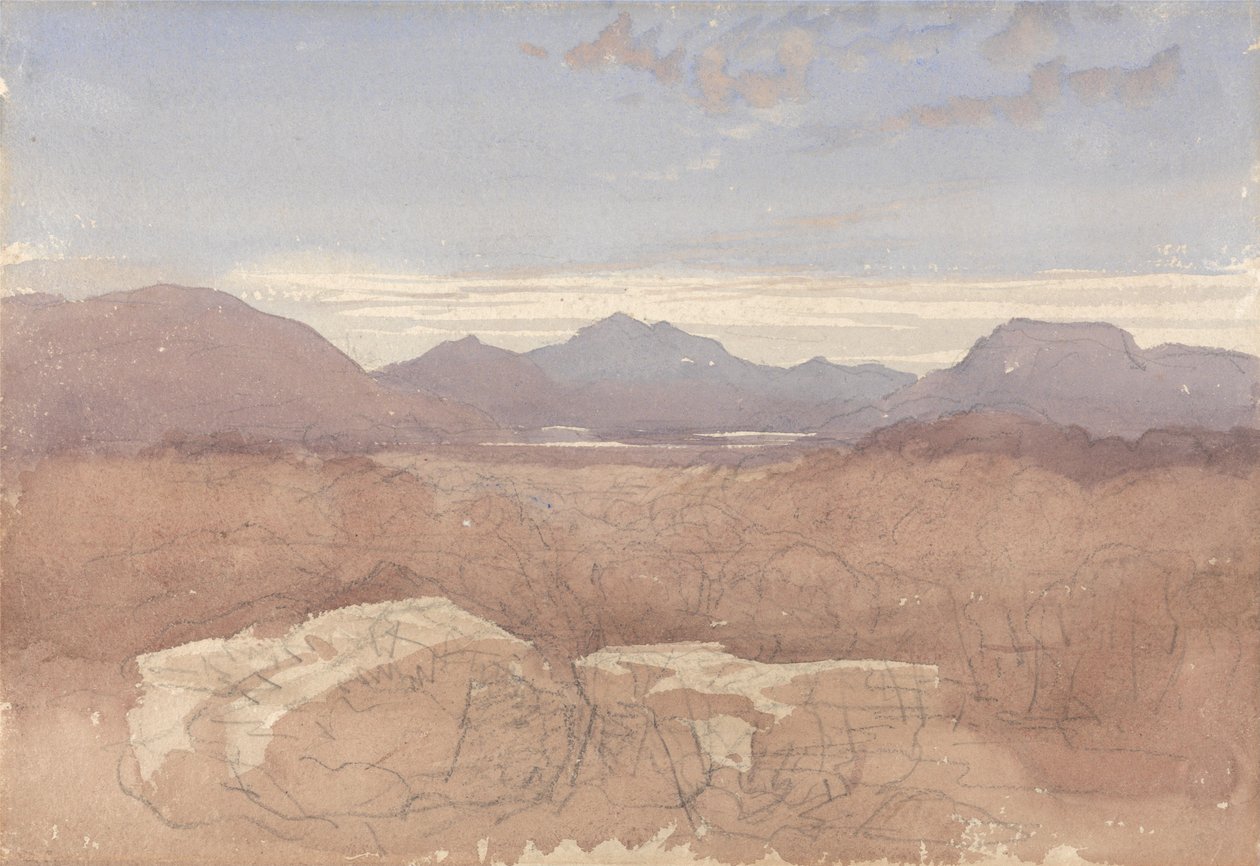 Een uitzicht op de bergen, Noord-Wales door David Cox