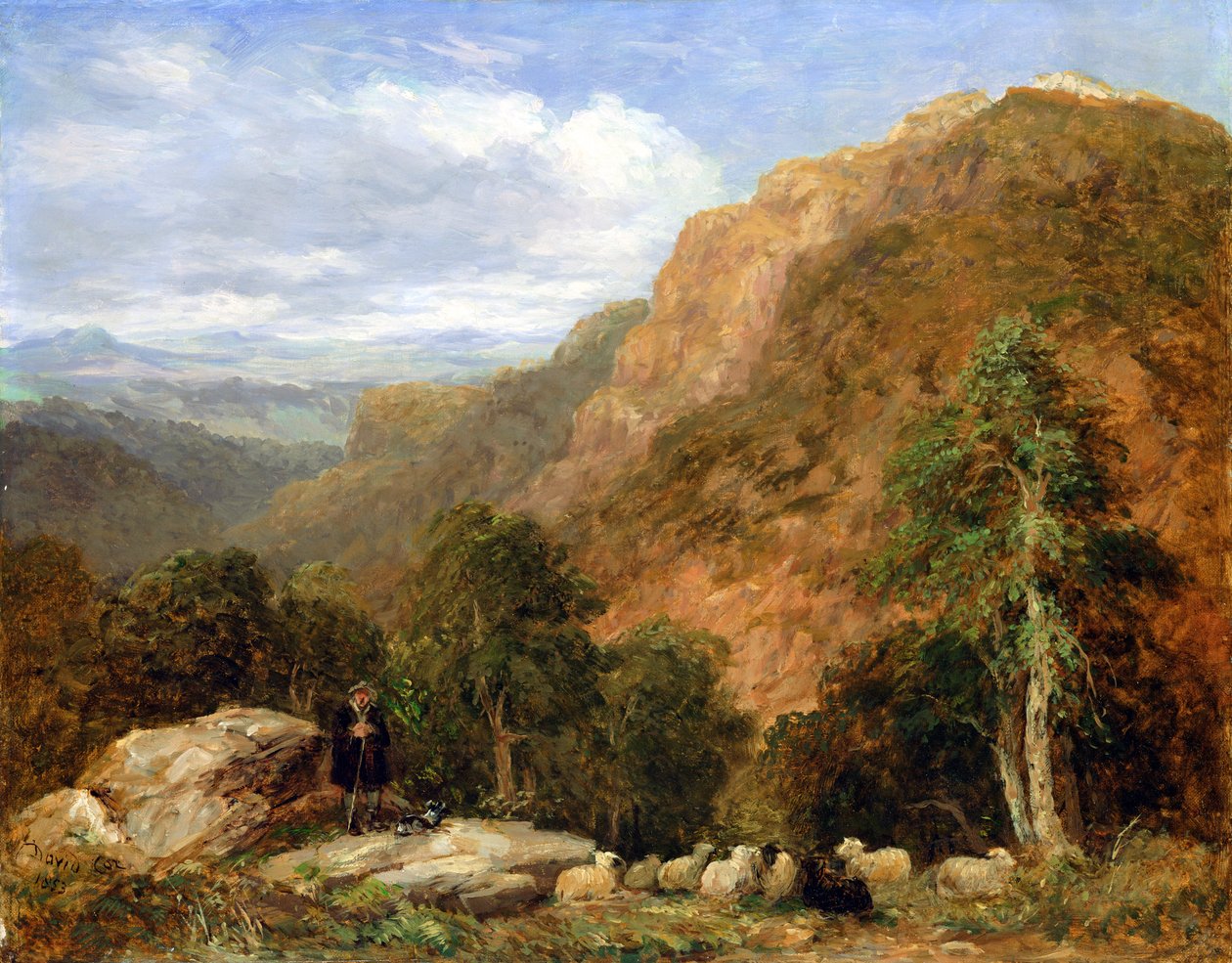 Een uitzicht vanaf Bettws-y-Coed, Moel Siabod en de Snowdon Range in de verte door David Cox