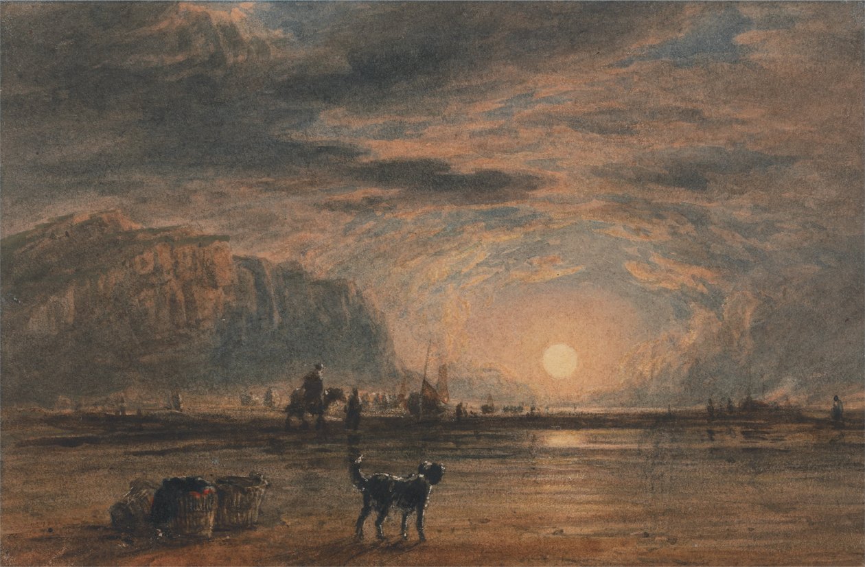 Strandgezicht - Zonsopgang door David Cox