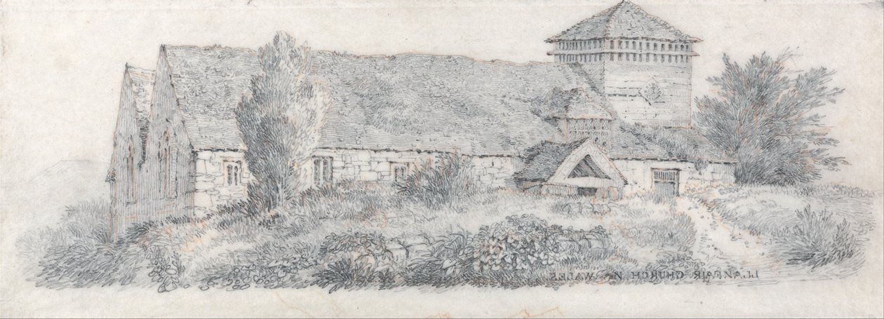 Llanfair Church, North Wales voor Een verhandeling over landschapschilderen en effect in aquarelverf door David Cox