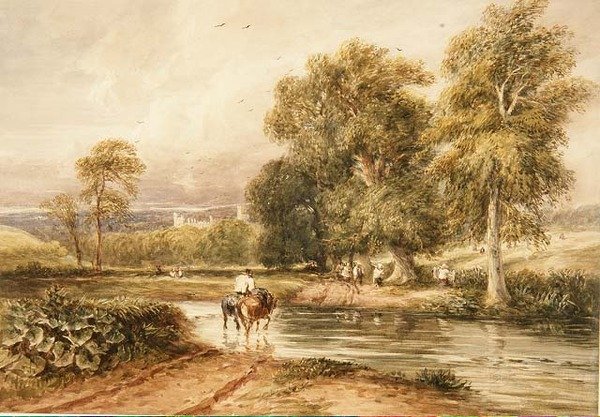 Terugkeer van het hooiveld, met een verre blik op Haddon Hall door David Cox