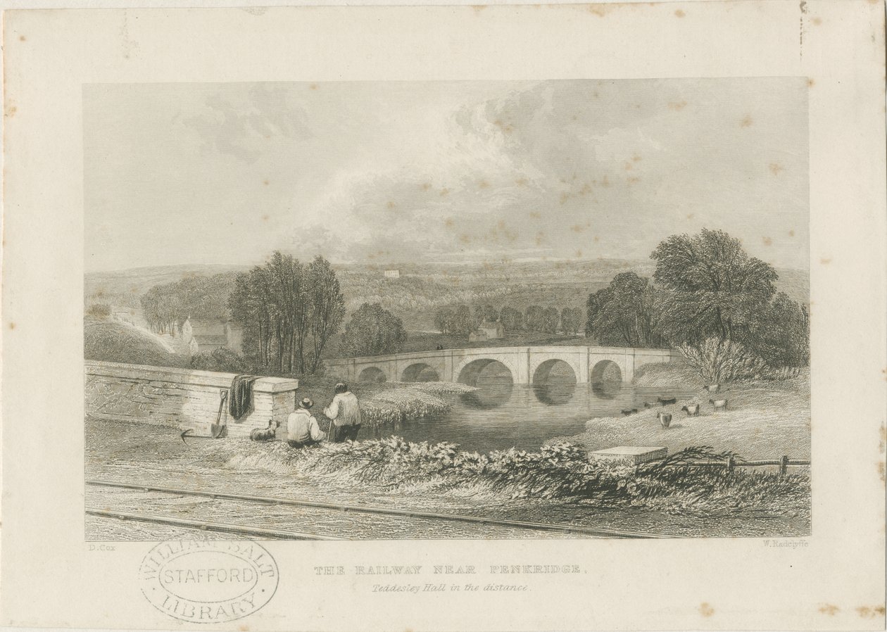 Penkridge Stad - Spoorweg en Bull Brug door David Cox