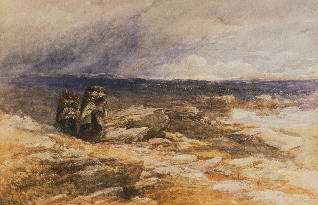 De Turfverzamelaars bij Bettws-Y-Coed, Noord-Wales door David Cox
