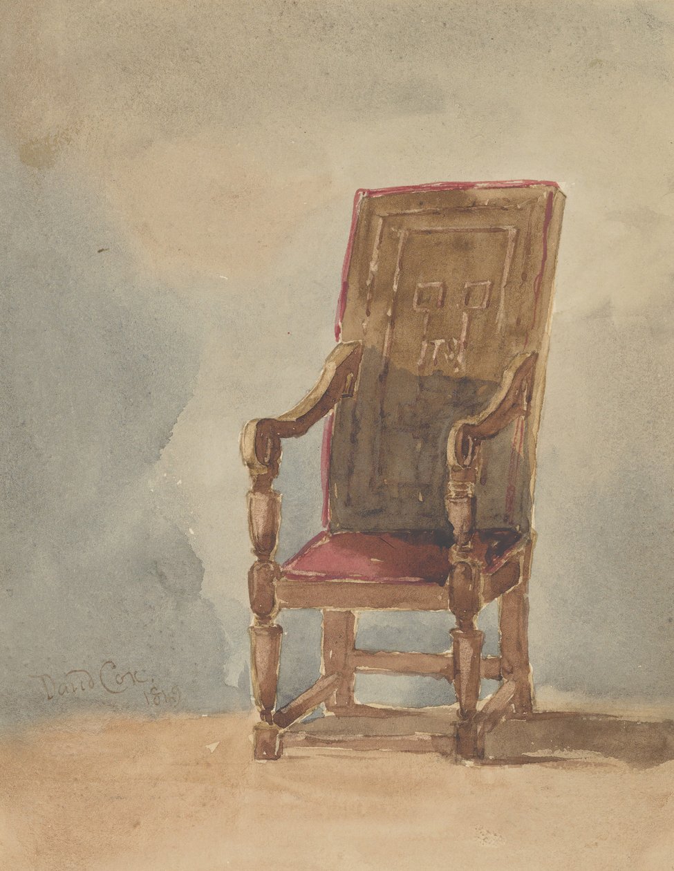 Studie van een antieke fauteuil, 1849 door David Cox the elder
