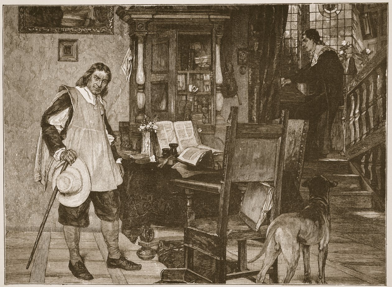 Mr. Oliver Cromwell bezoekt Mr. John Milton, illustratie uit 