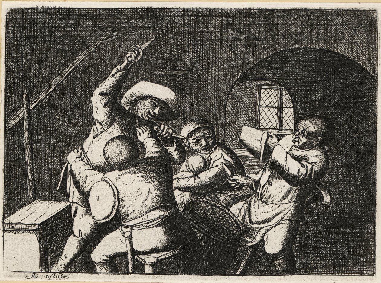 Nederlandse boer met twee dolken valt een andere kaartspeler aan door David Deuchar