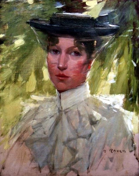 Portret van een jonge vrouw door David Gould